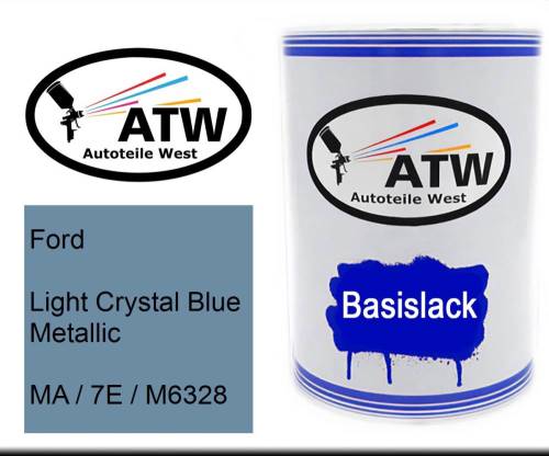 Ford, Light Crystal Blue Metallic, MA / 7E / M6328: 500ml Lackdose, von ATW Autoteile West.